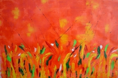 Tramonto su un campo di grano 3, 50x70 cm, tecnica olio su tela year 2008, sunset on a field of w