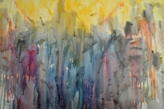 Tramonto con nebbia, 55x100 cm, tec olio su tela, neve gonfiabile,  2008, 25